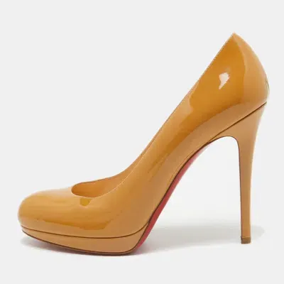 Pre-owned Christian Louboutin Beige Patent Leather Neofilo Pumps Size 38.5