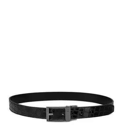 Christian Louboutin Bizbelt Croc-embossed Leather Belt In Black