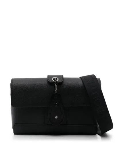 Christian Louboutin Black Calf Leather Pebbled Texture Handbag