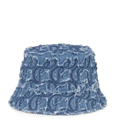 Christian Louboutin Bobino Denim Monogram Bucket Hat In Red