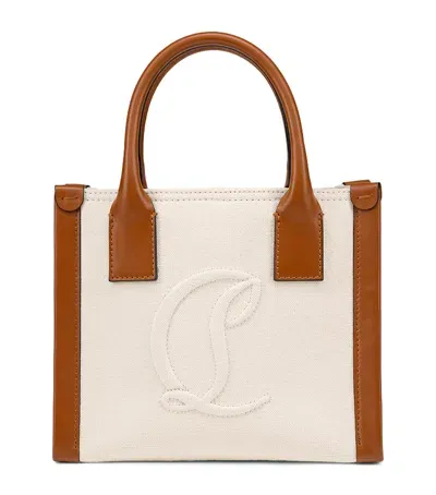 Christian Louboutin By My Side Mini Canvas Tote Bag In Neutral