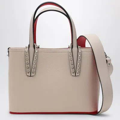 Christian Louboutin Cabata Ivory Mini Tote Bag With Spikes In Cream