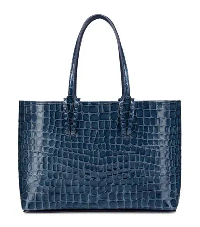 Christian Louboutin Cabata Small Croc-embossed Leather Tote Bag In Blue