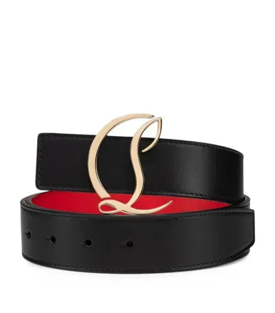 Christian Louboutin Cl Logo Leather Belt In Black/gold