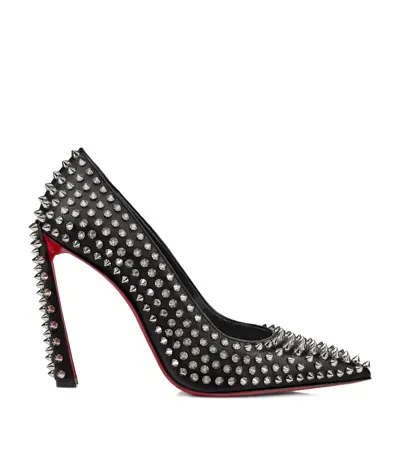 Christian Louboutin Condora Spikes Leather Pumps 100 In Black/lin Black