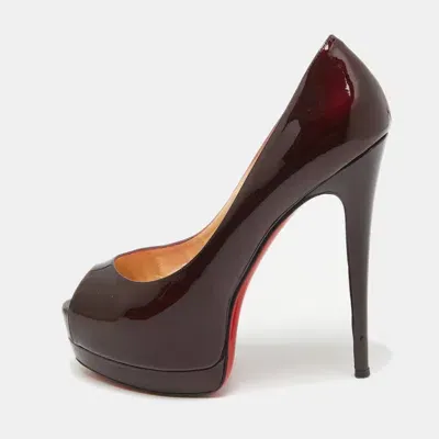 Pre-owned Christian Louboutin Dark Burgundy Patent Leather Altadama Pumps Size 38