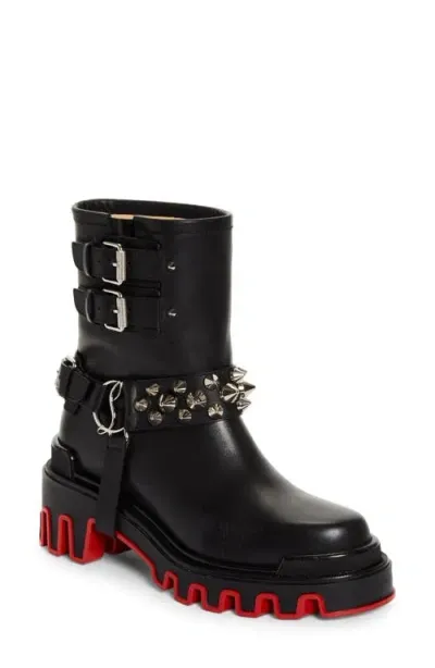 Christian Louboutin Dune Biker Bootie In Black/lin Black