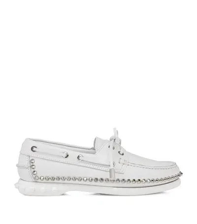 Christian Louboutin Gerockel Donna Leather Loafers In Whitesilver