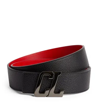 Christian Louboutin Happy Rui Leather Monogram Belt In Black