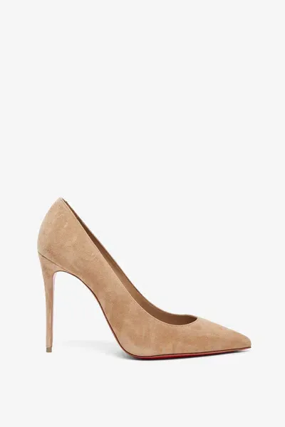 Christian Louboutin Kate 100 Tan Suede Pumps In Brown