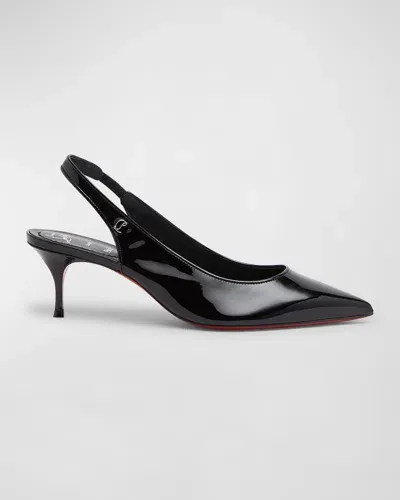 Christian Louboutin Kate Sporty Patent Slingback Pumps In Black