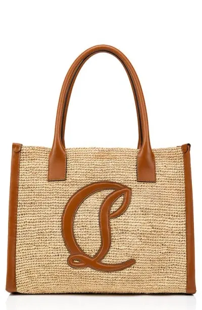 Christian Louboutin Large By My Side Raffia Tote In Natural/cuoio/cuoio