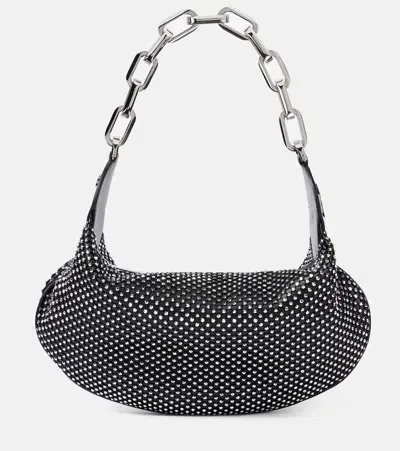 Christian Louboutin Le 54 Chain Shoulder Bag In Strass Netting Nappa In Black