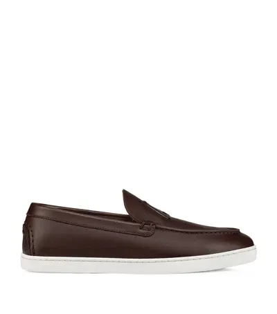 Christian Louboutin Leather Varsiboat Boat Shoes In Brown