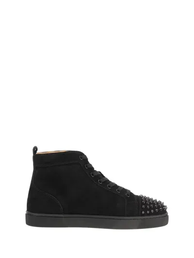 Christian Louboutin Lou Spikes Flat Sneakers In Black