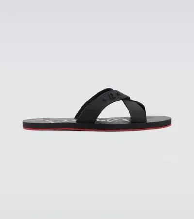 Christian Louboutin Loubi Cross Rubber Slides In Black