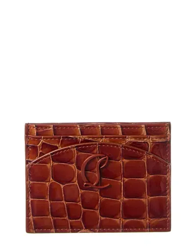 Christian Louboutin Loubi54 Alligator-embossed Leather Card Holder In Brown