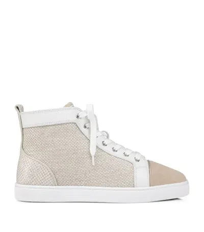 Christian Louboutin Louis Orlato Leather High-top Sneakers In Beige