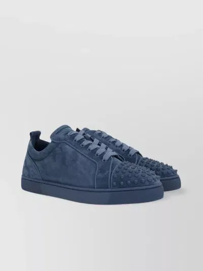 Christian Louboutin Men's Louis Junior Spikes Low-top Suede Sneakers In Blue