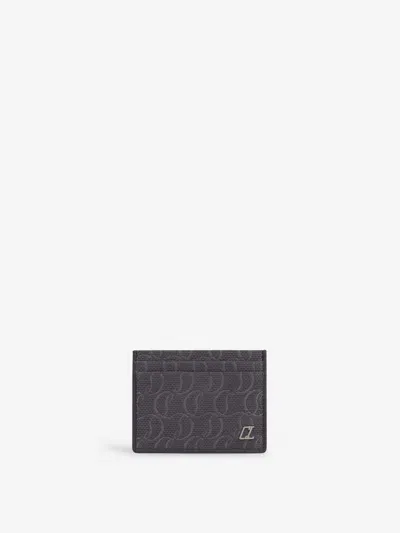 Christian Louboutin M Kios Card Holder In Jacquard Logo Combined With Smooth Leather