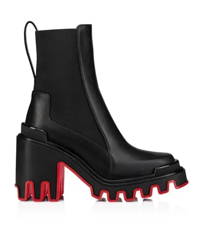 Christian Louboutin Marchacroche Dune Leather Heeled Boots 85 In Black