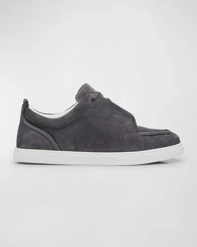 Christian Louboutin Men's Jimmy Veau Velours Low-top Sneakers In Grey