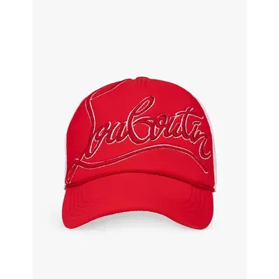 Christian Louboutin Rocknride Logo-embroidered Woven Baseball Cap In Loubi/white