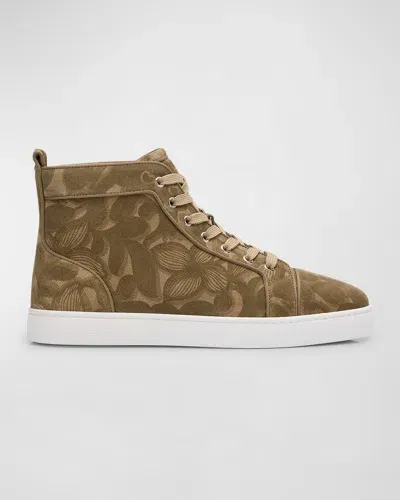 Christian Louboutin Men's Louis Orlato Petunia Leather High-top Sneakers In Saharienne