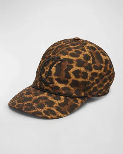 Christian Louboutin Men's Mooncrest Canvas Leopard 50s Baseball Cap In Multi