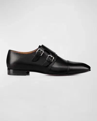 Christian Louboutin Men's Mortimer Double-monk Strap Loafers In Black