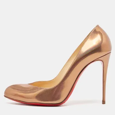 Pre-owned Christian Louboutin Metallic Brown Leather Breche Pumps Size 38.5