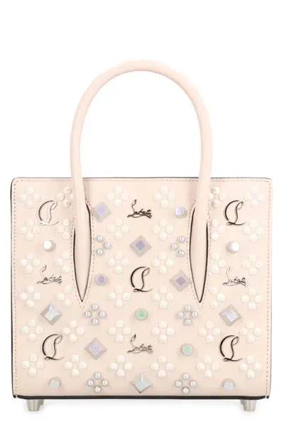 Christian Louboutin Medium Paloma Studded Leather Tote In Leche