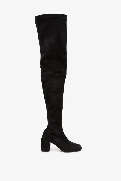 Christian Louboutin Minny 70 Black Suede Over Knee Boots