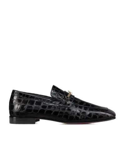 Christian Louboutin Mj Moc Croc-embossed Leather Loafers In Black