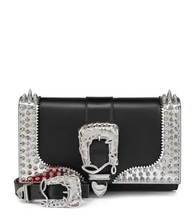 Christian Louboutin Paloma Giddy Spike Leather Crossbody Bag In Bk65 Black/silver