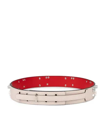 Christian Louboutin Paloma Leather Belt In Beige