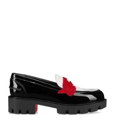 Christian Louboutin Penny Lug Donna Leather Loafers In Vers Multilin Black