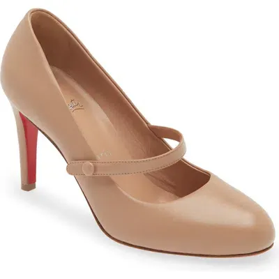 Christian Louboutin Pumppie Round Toe Mary Jane Pump In N295 Nudelin Nude