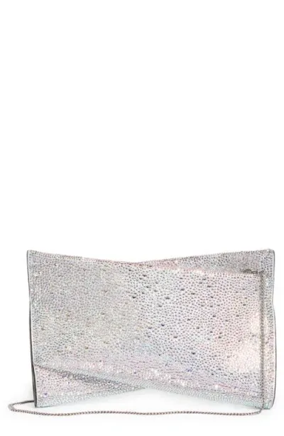 Christian Louboutin Small Loubitwist Crystal Clutch In Plata/crystal