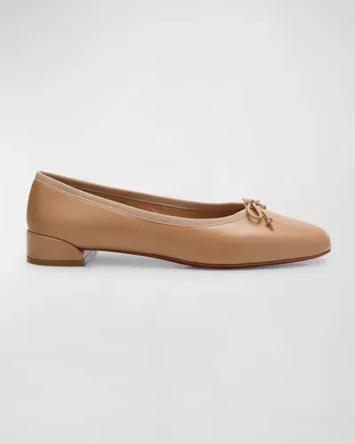 Christian Louboutin Sweet Jane Leather Red Sole Ballerina Flats In Blush