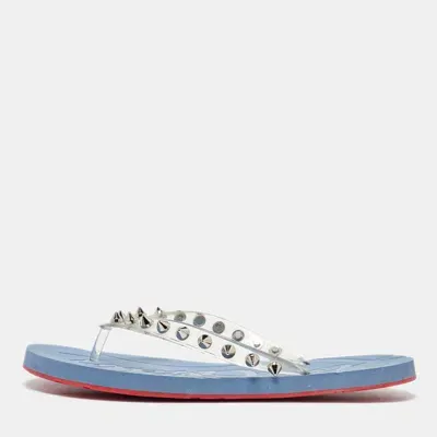 Pre-owned Christian Louboutin Transparent Rubber Loubi Spikes Thong Flats Size 39