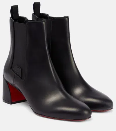 Christian Louboutin Turelastic Leather Ankle Boots In Black