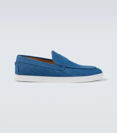 Christian Louboutin Varsiboat Denim Slip-on Shoes In Blau