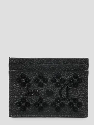 Christian Louboutin Kios Simple Leather Card Case In Black