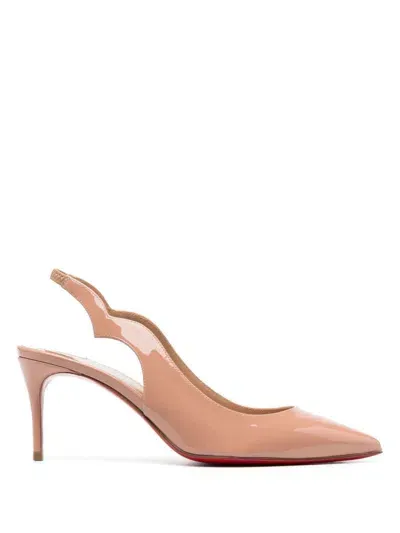 Christian Louboutin Patent Leather Slingback Pumps In Powder