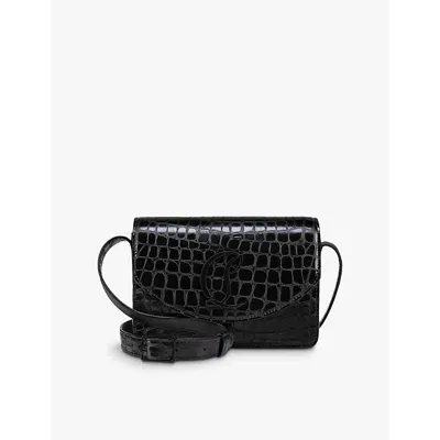 Christian Louboutin Womens Black Loubi54 Croc-embossed Leather Crossbody Bag