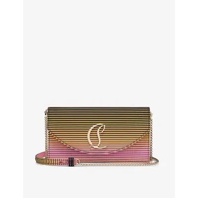 Christian Louboutin Loubi54 Satin And Leather Clutch Bag In Black