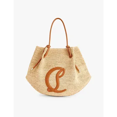 Christian Louboutin By My Side Leather-trimmed Raffia Tote Bag In Natural/cuoio