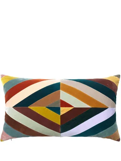 Christina Lundsteen Multicolour Liv Patchwork Velvet Cushion In Gelb