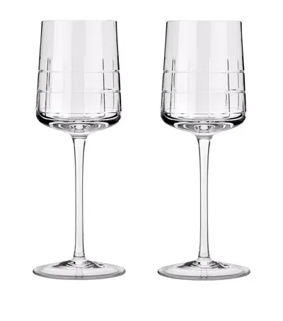 Christofle Set Of 2 Crystal White Wine Glasses In Silver